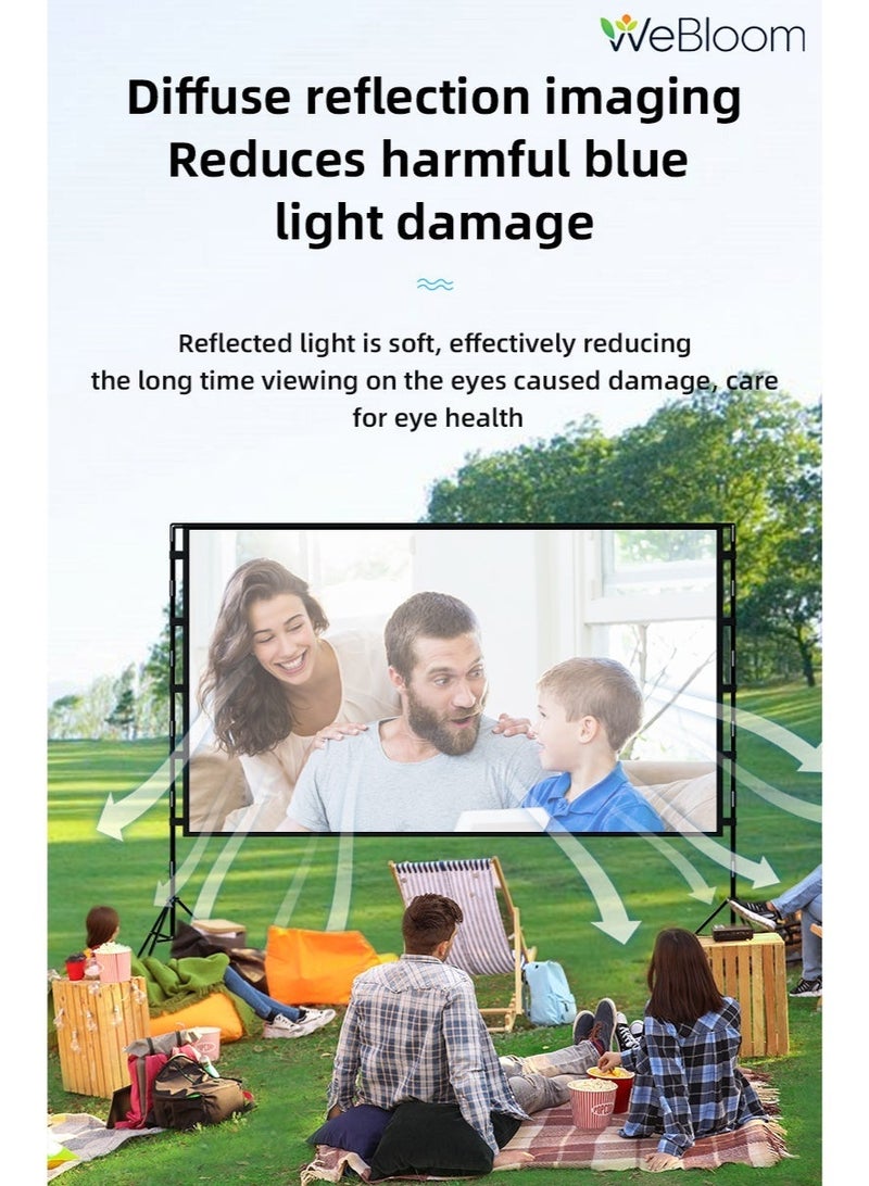 WeBloom 120 Inch 16:9 Super Portable Projection Screen with Dual Tripod Stands 4K/1080P HD Foldable Milk Silk Projector Screen for Indoor Outdoor Home Theater Office Meeting Education - Image 5
